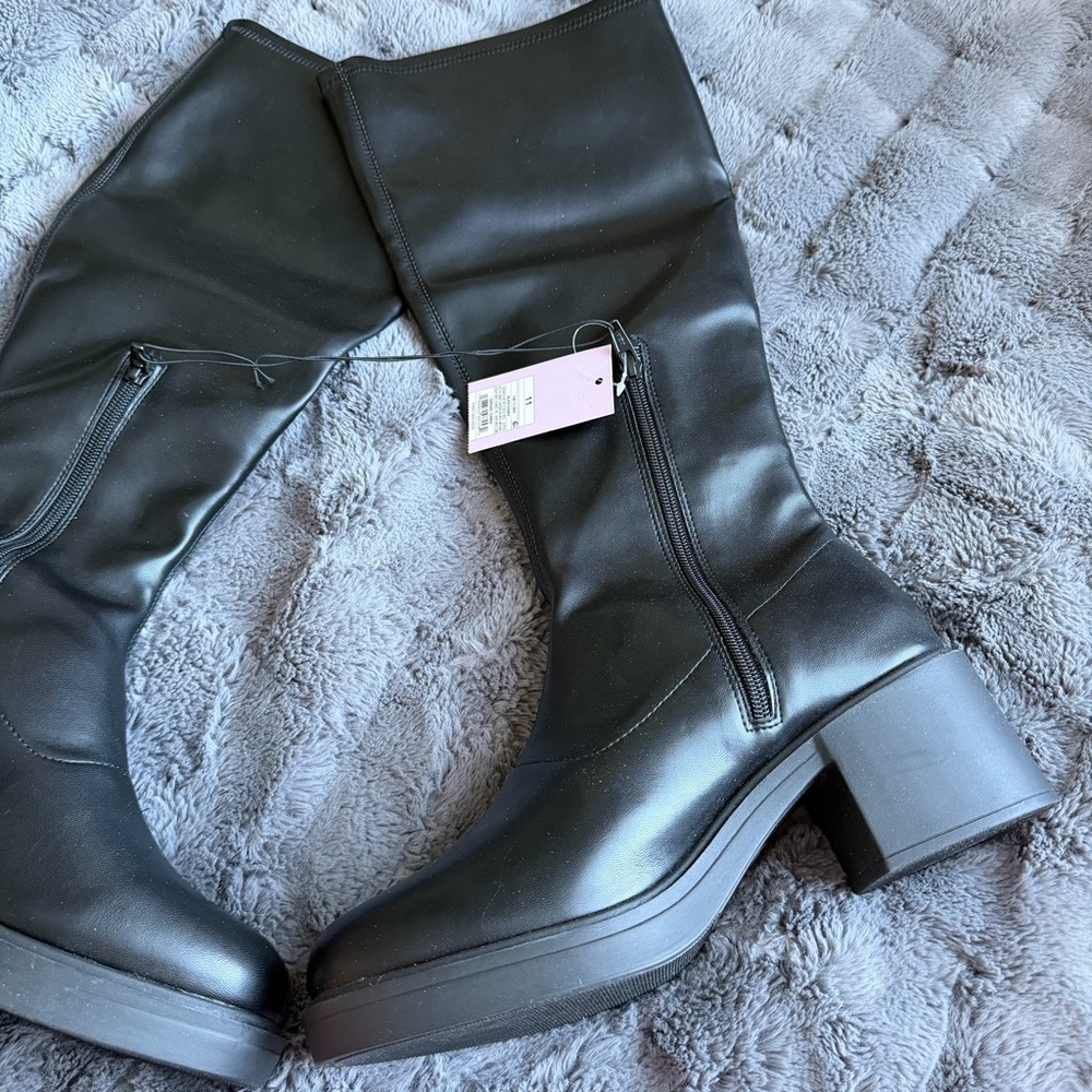 Danika Stretch Tall Combat Boots with Memory Foam Insole - Wild Fable™ Black 11 - Picture 7 of 12
